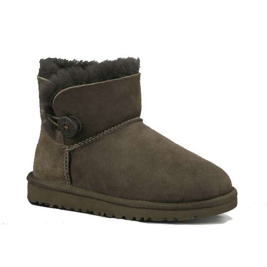 UGG Australia Mini Bailey Button Girls Boots, Chocolate, medium