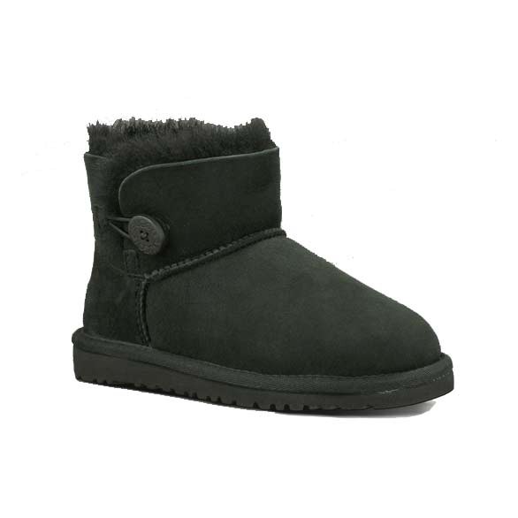 UGG Australia Mini Bailey Button Girls Boots, Black, swatch