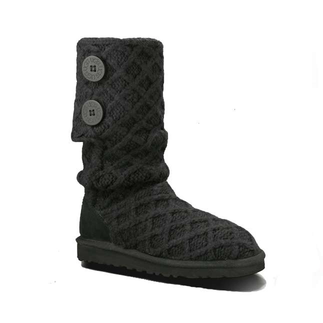 UGG Australia Lattice Cardy Girls Boots, Black, medium