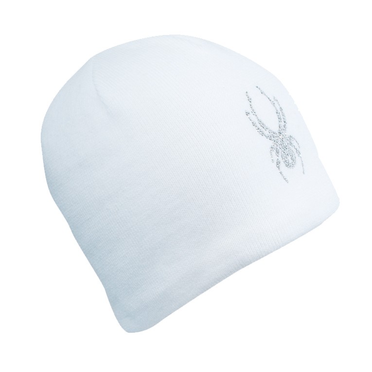 Spyder Rhinestone Kids Hat, White, swatch