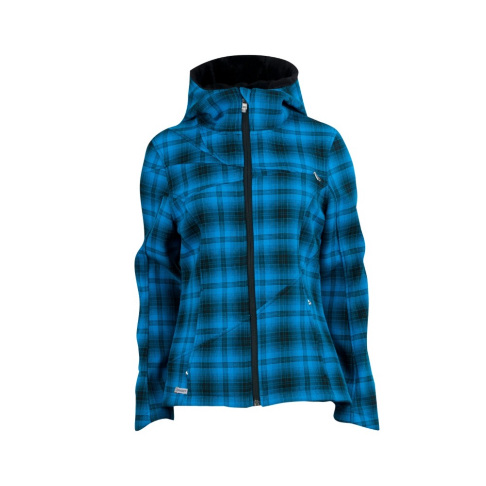 Spyder ARC Novelty Hoody Womens Soft Shell Ski Jacket, Coast Plaid, medium