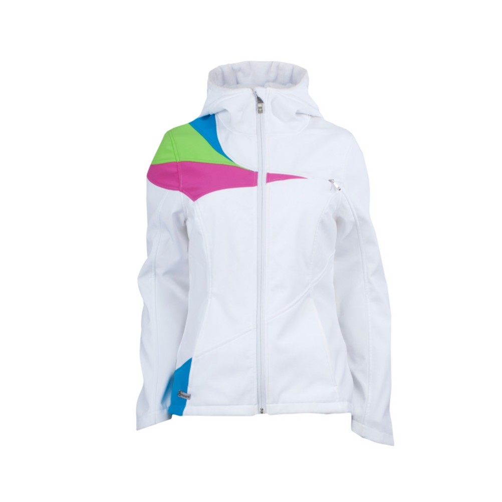 Spyder ARC Hoody Womens Soft Shell Ski Jacket, White-Sassy Pink-Coast, swatch
