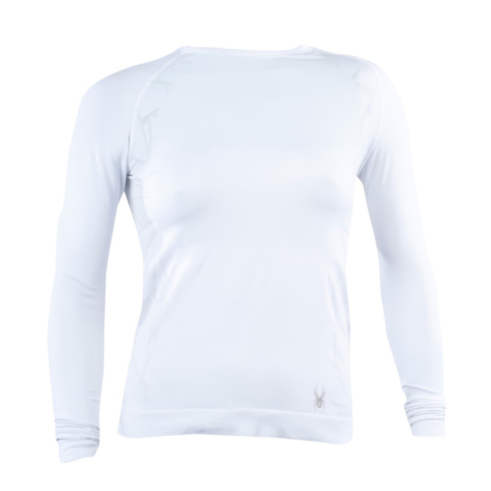 Spyder Silver X-Static L/S Womens Long Underwear Top, White-White, medium