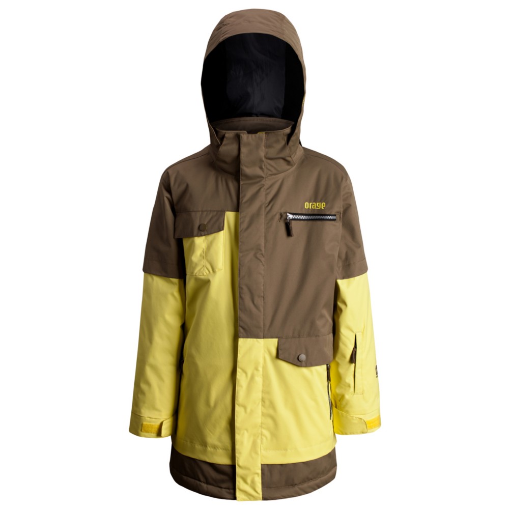 Orage Xav Boys Ski Jacket, Lemon-Khaki-Black, swatch