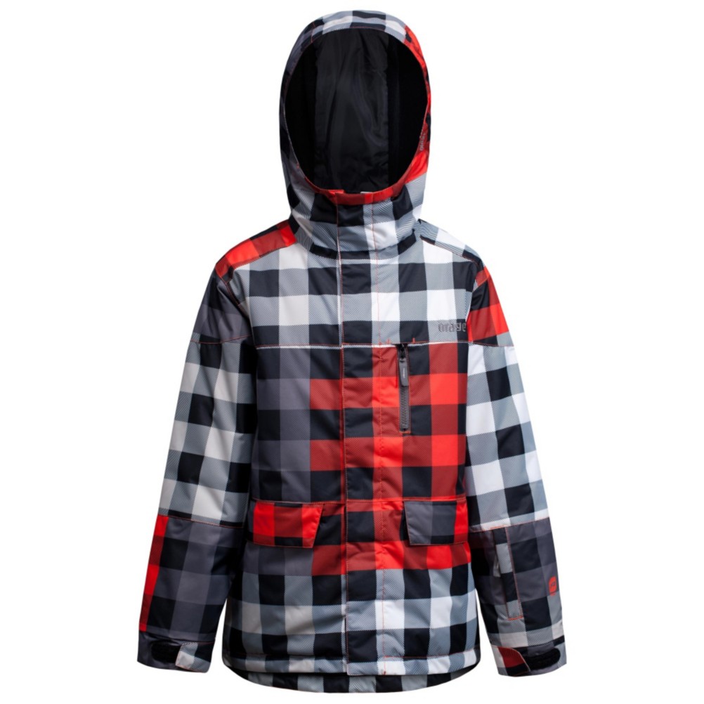 Orage Code Boys Ski Jacket, Plaid Mix Flame, medium