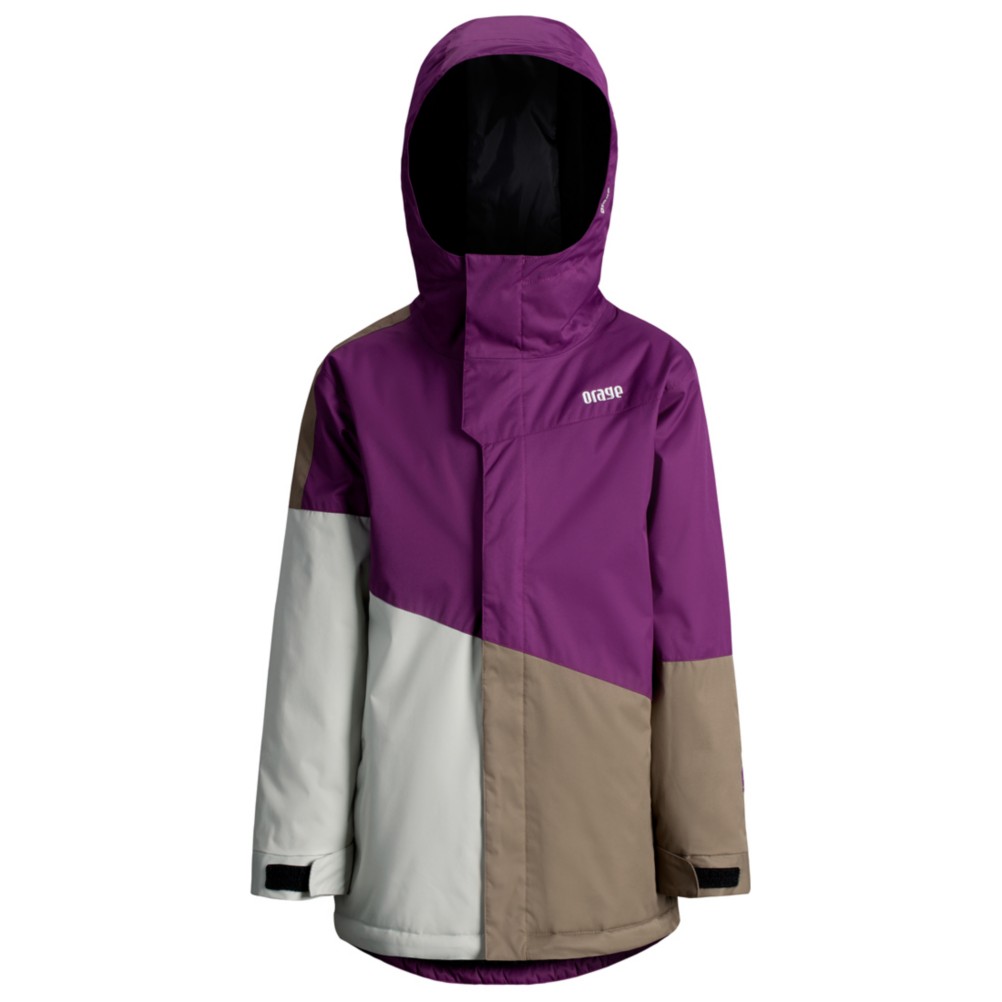 Orage Pack Boys Ski Jacket, Dark Purple-Light Grey-Khaki, swatch