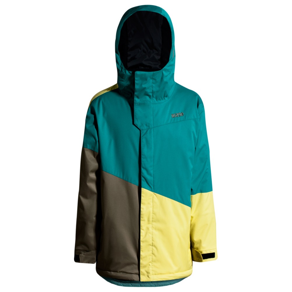 Orage Pack Boys Ski Jacket, Dark Green-Khaki-Lemon, swatch