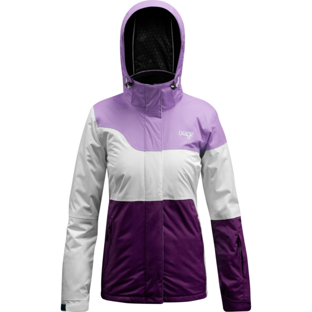 Orage Moraine Womens Insulated Ski Jacket, White-Dark Purple-Light Purple, swatch