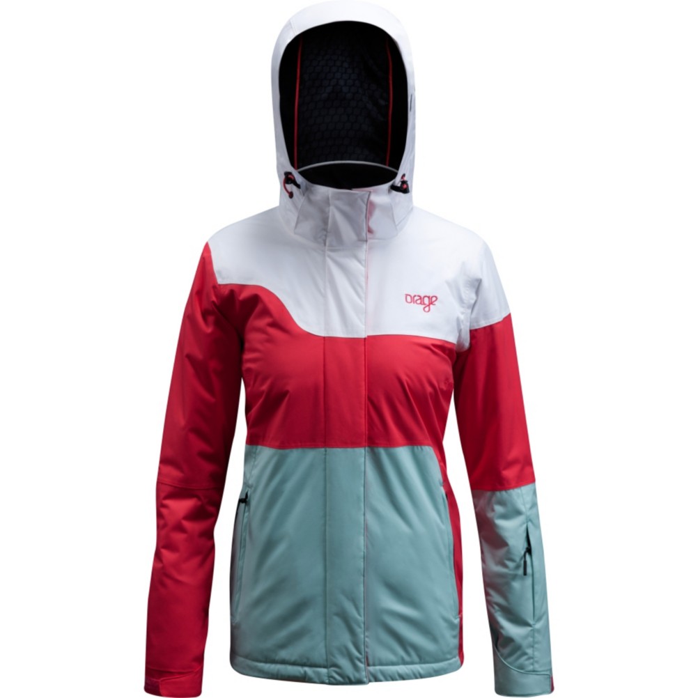 Orage Moraine Womens Insulated Ski Jacket, Orchid-Light Blue-White, swatch