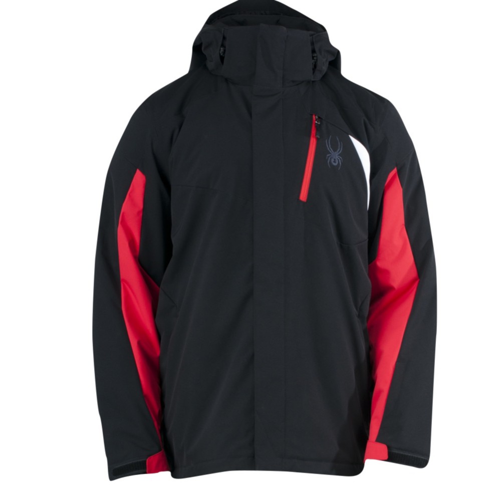 Spyder Sentinel Mens Insulated Ski Jacket, Black-Red-White, swatch