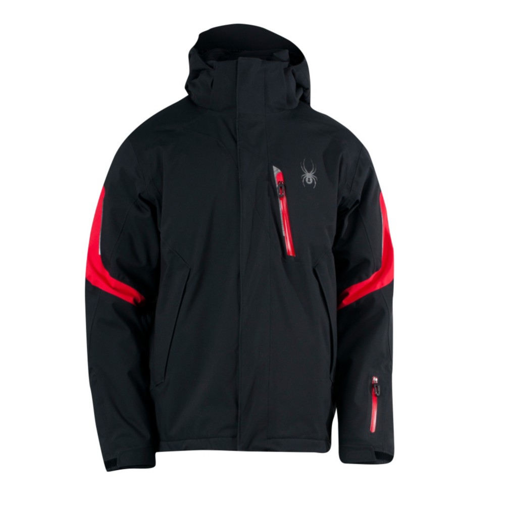 Spyder Rival Mens Insulated Ski Jacket, Black-Red, swatch