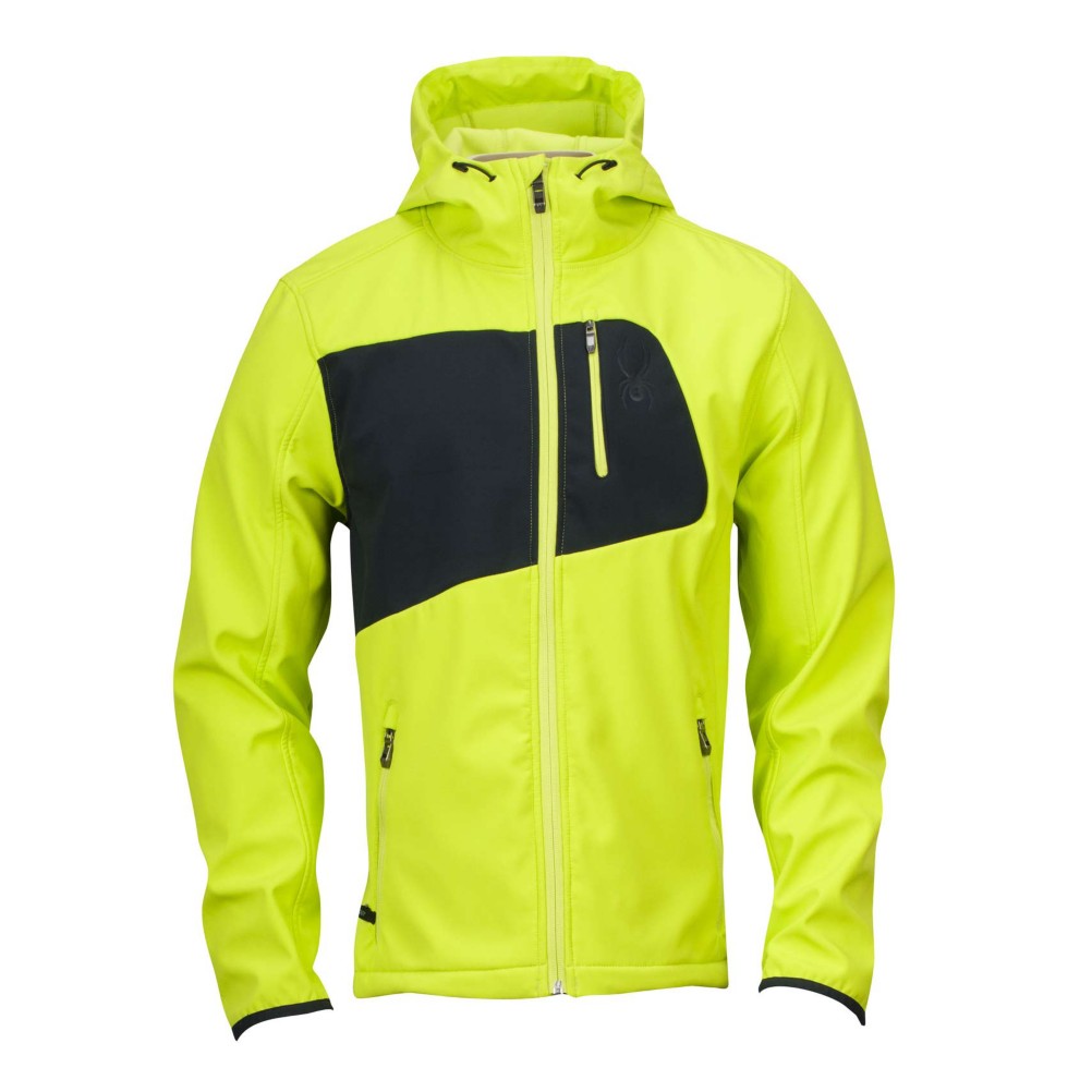 Spyder Patsch Hoody Soft Shell Ski Jacket, Sharp Lime-Black, swatch