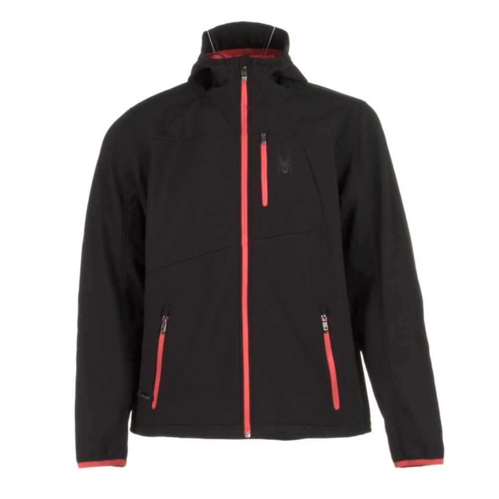 Spyder Patsch Hoody Soft Shell Ski Jacket, Black-Red, swatch