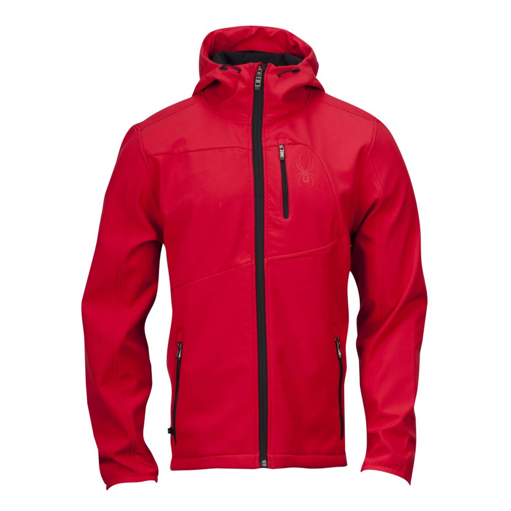 Spyder Patsch Hoody Soft Shell Ski Jacket, Red-Black, swatch