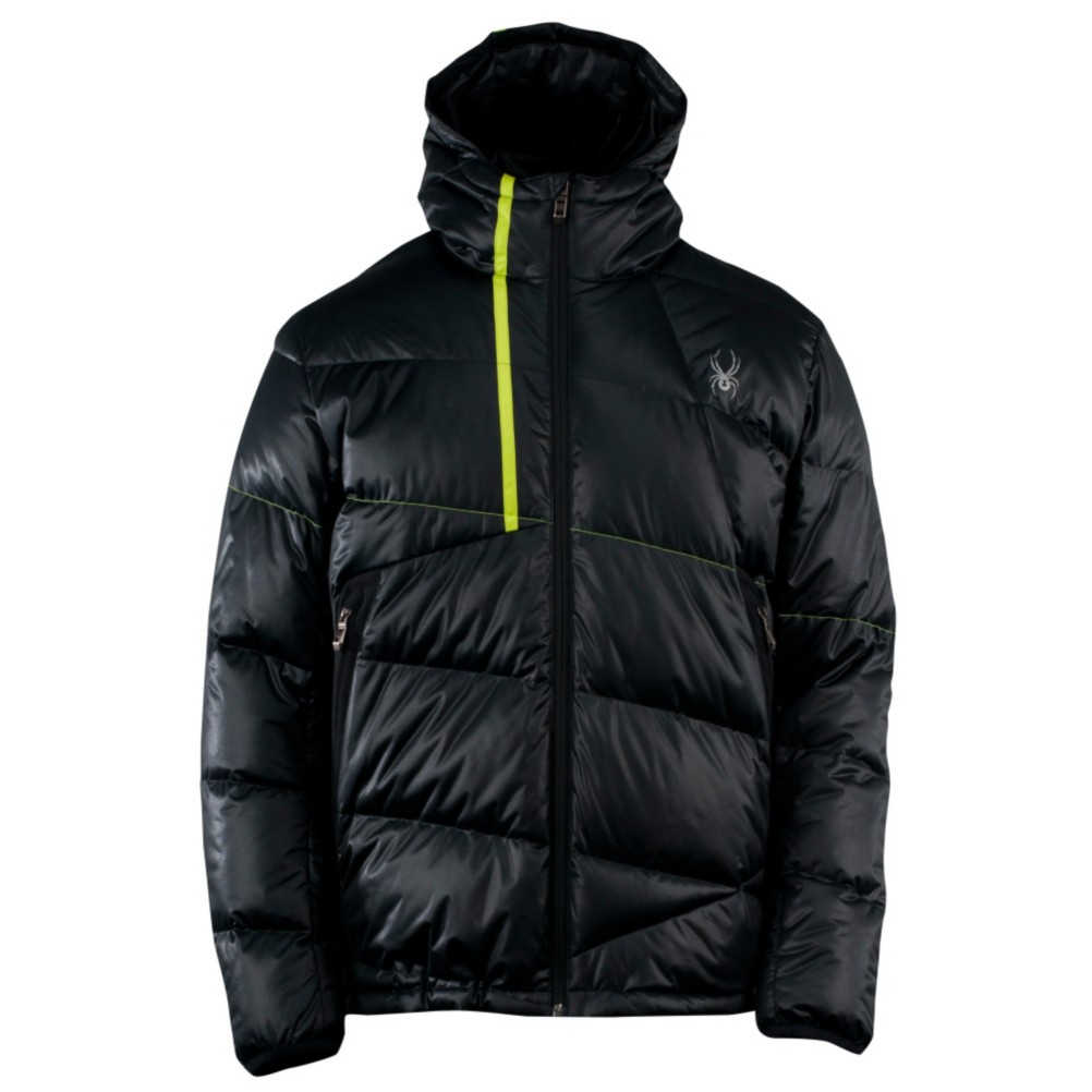 Spyder Upside Down Mens Insulated Ski Jacket, Black-Sharp Lime, medium