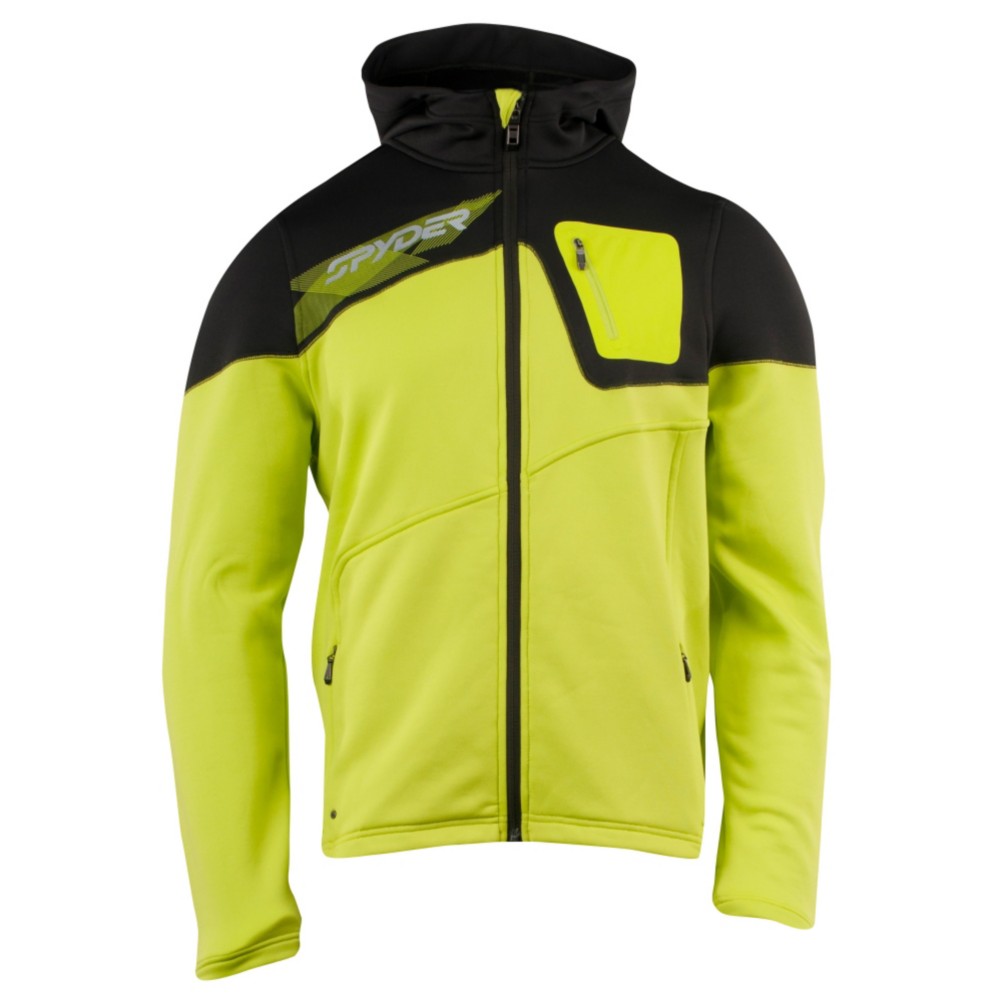 Spyder Strato Fleece Hoodie, Sharp Lime-Peat, swatch
