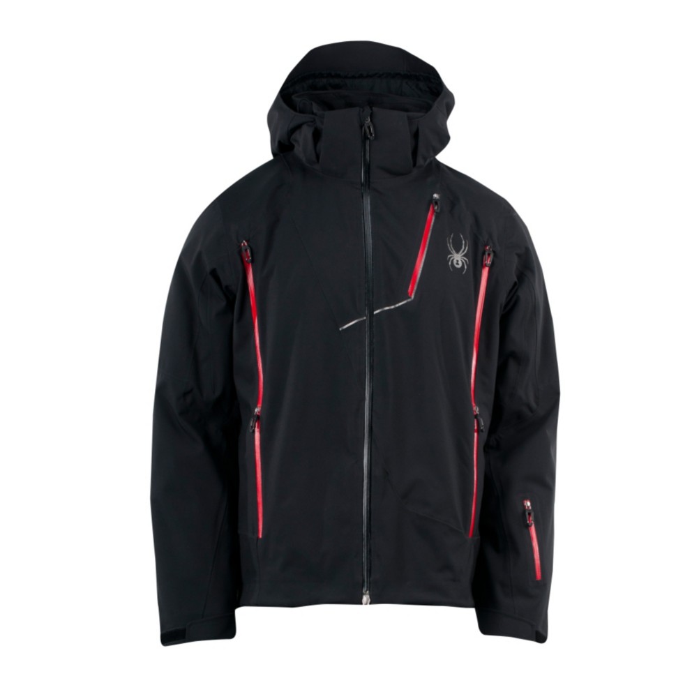 Spyder Vyper Mens Insulated Ski Jacket, Black-Black-Red, medium