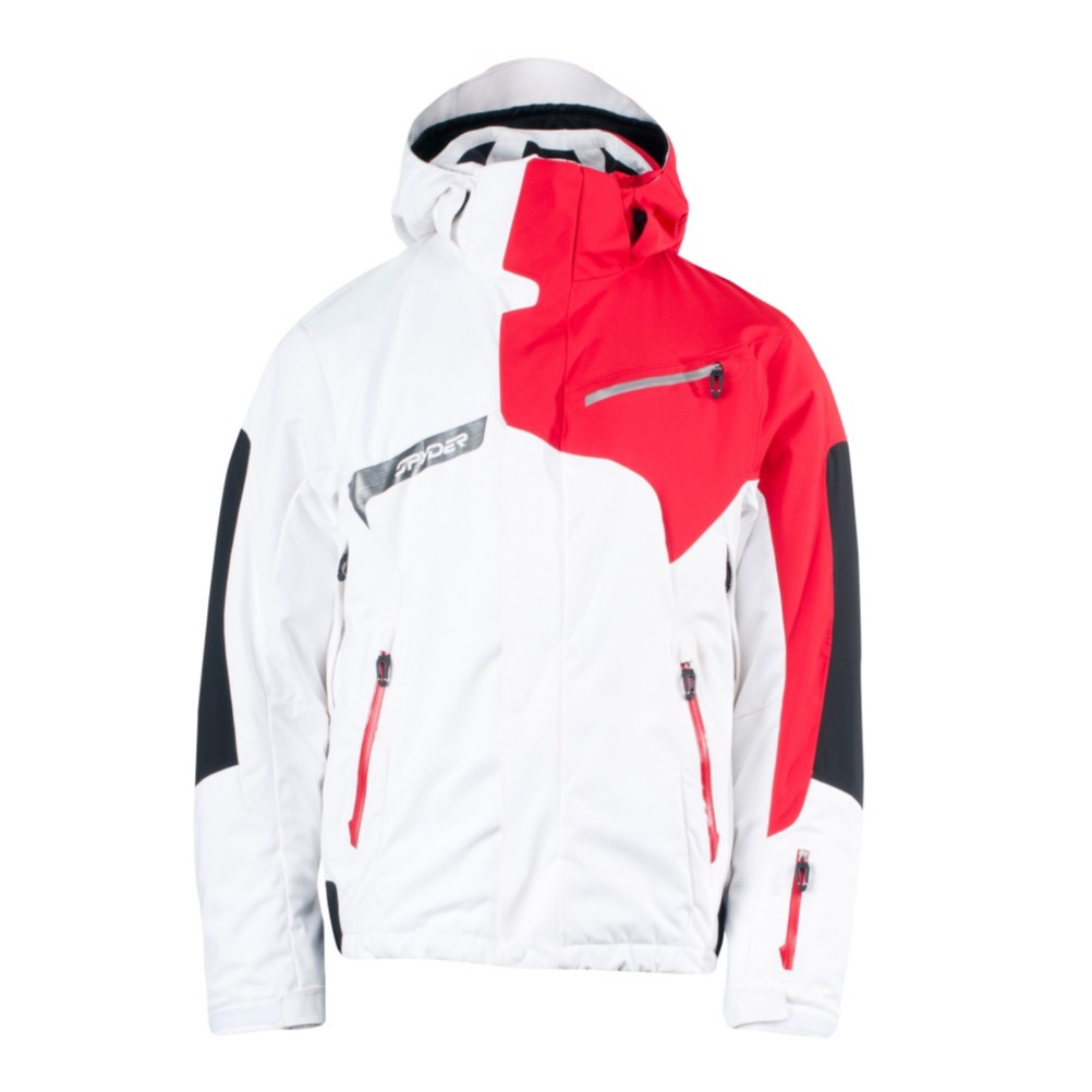 Spyder Titan Mens Insulated Ski Jacket, White-Red-Black, swatch