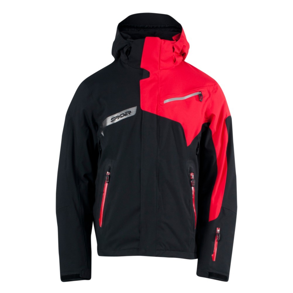 Spyder Titan Mens Insulated Ski Jacket, Black-Red-Black, medium