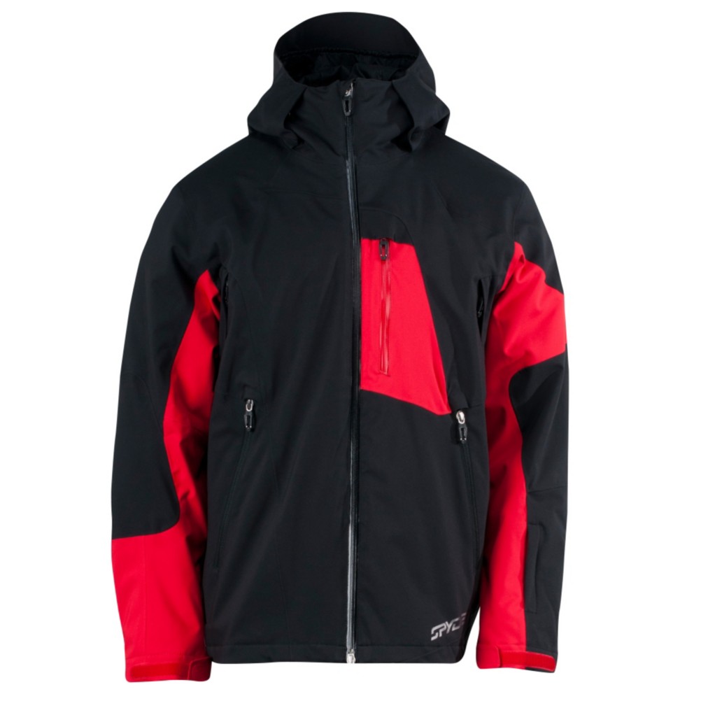 Spyder Chambers Mens Insulated Ski Jacket, Black-Red, swatch