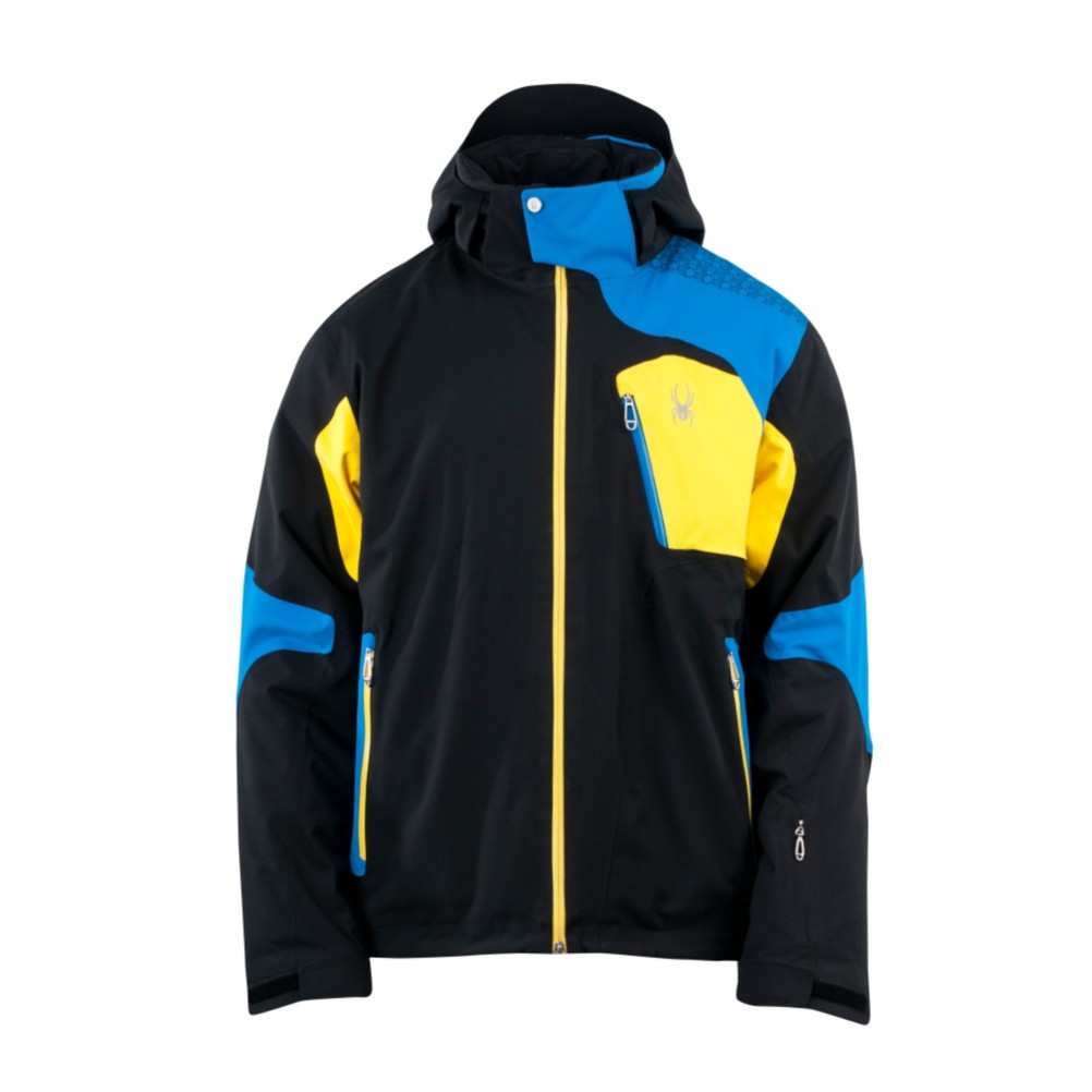 Spyder Cosmos Mens Insulated Ski Jacket, Black-Collegiate-Sun, medium