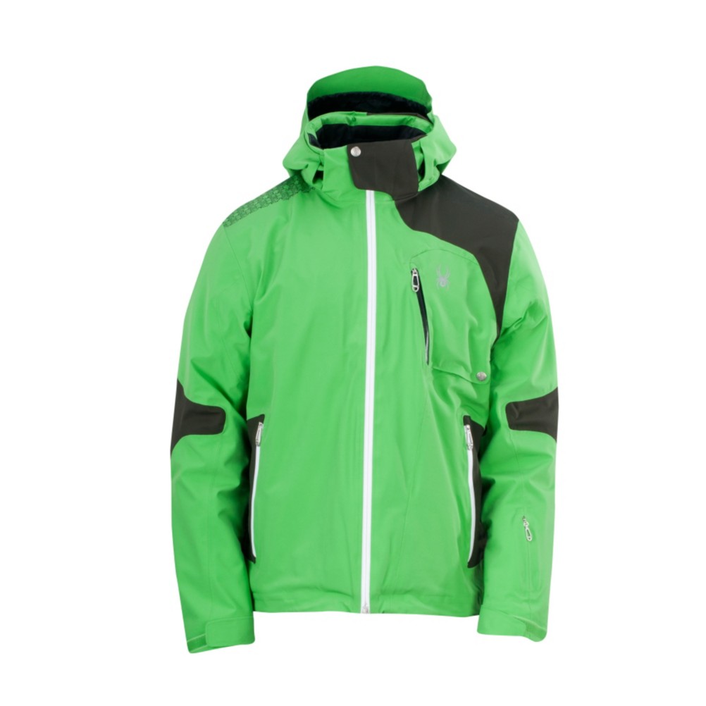 Spyder Cosmos Mens Insulated Ski Jacket, Classic Green-Peat-White, swatch