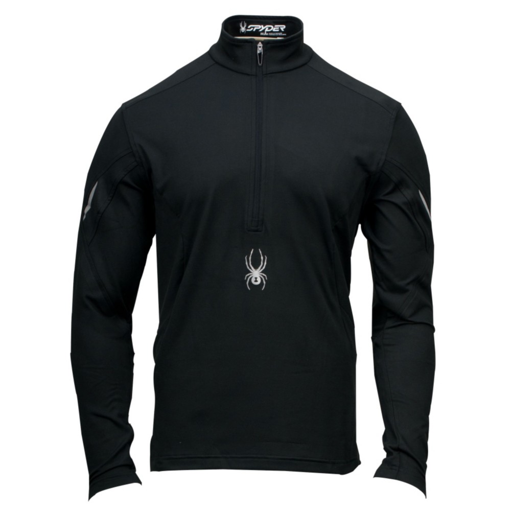 Spyder Lech Therma Stretch T-Neck Mens Mid Layer, Black, medium