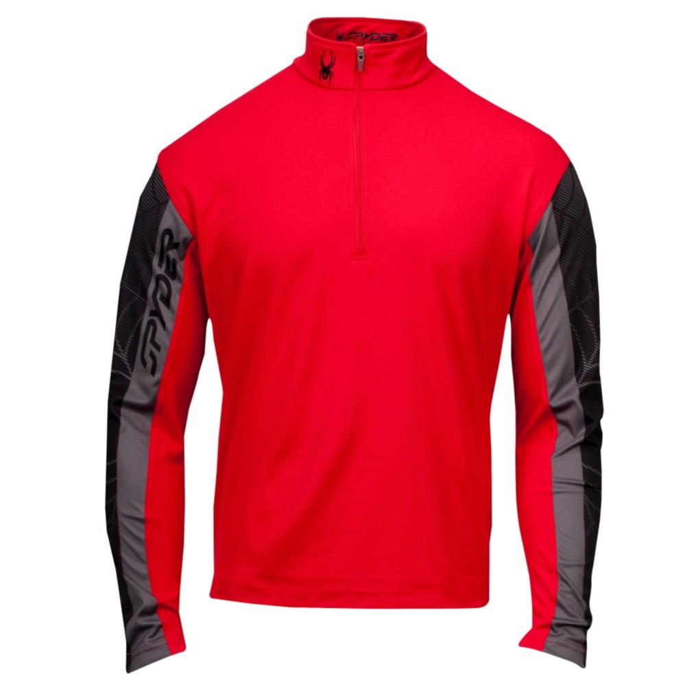Spyder Web Strong Dry W.E.B. T-Neck Mens Mid Layer, Red-Black, medium