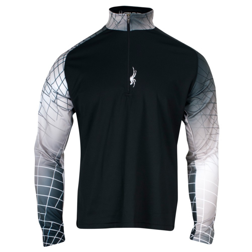 Spyder Linear Web DRY W.E.B. T-Neck Mens Mid Layer, Black-White, swatch