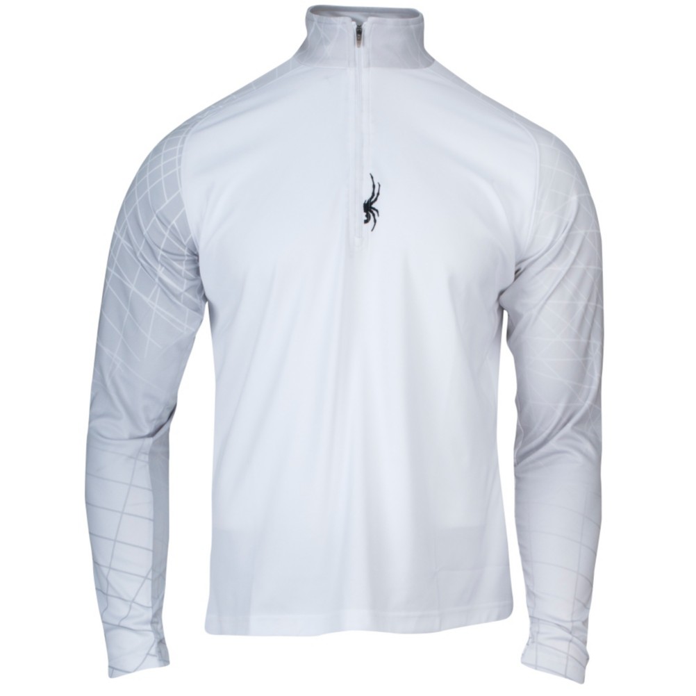 Spyder Linear Web DRY W.E.B. T-Neck Mens Mid Layer, White-Black, swatch