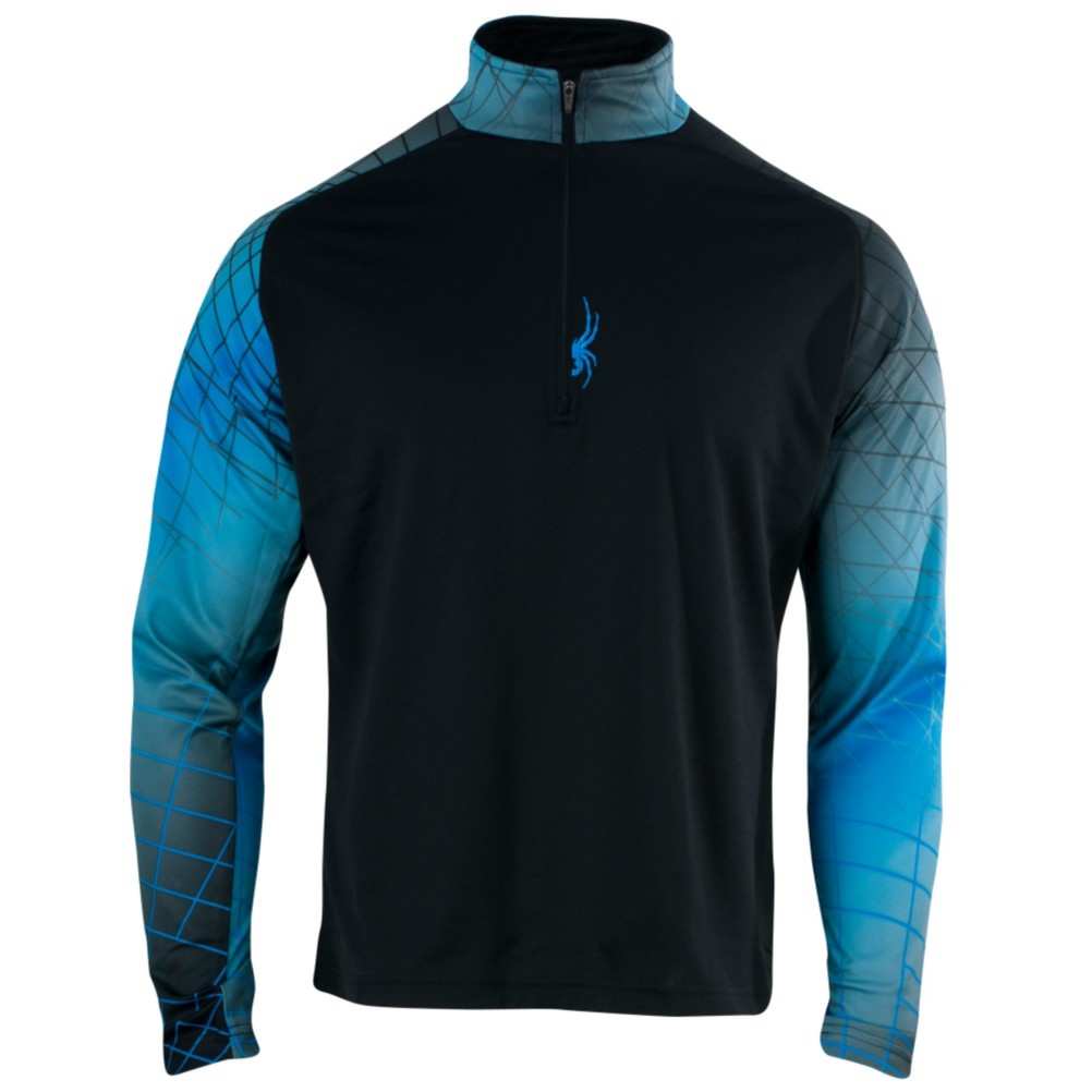 Spyder Linear Web DRY W.E.B. T-Neck Mens Mid Layer, Black-Collegiate, medium