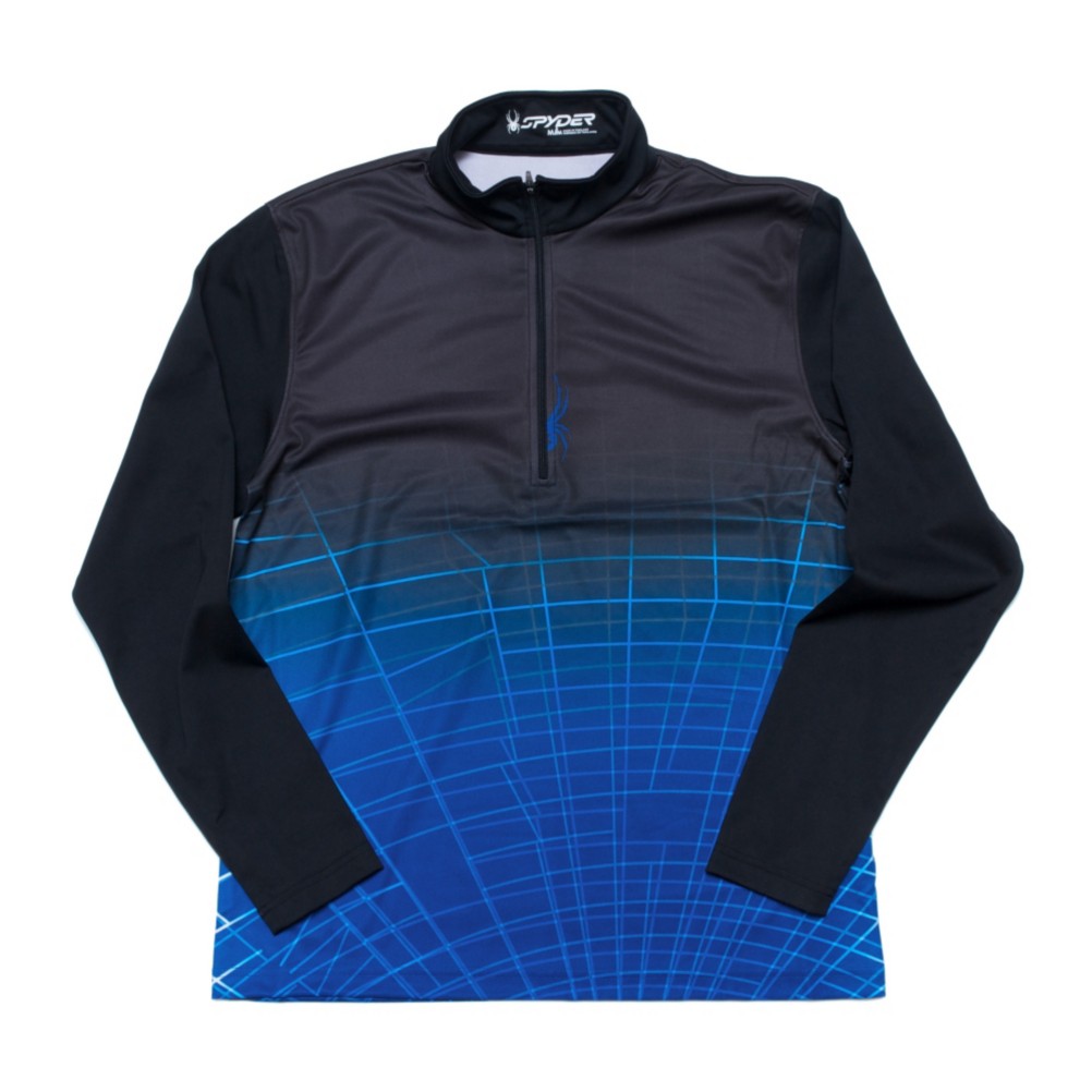 Spyder Webcentric DRY W.E.B. T-Neck Mens Mid Layer, Black-Just Blue, medium