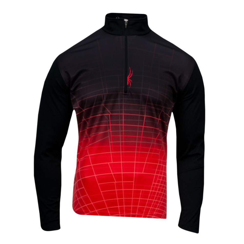 Spyder Webcentric DRY W.E.B. T-Neck Mens Mid Layer, Black-Volcano, swatch
