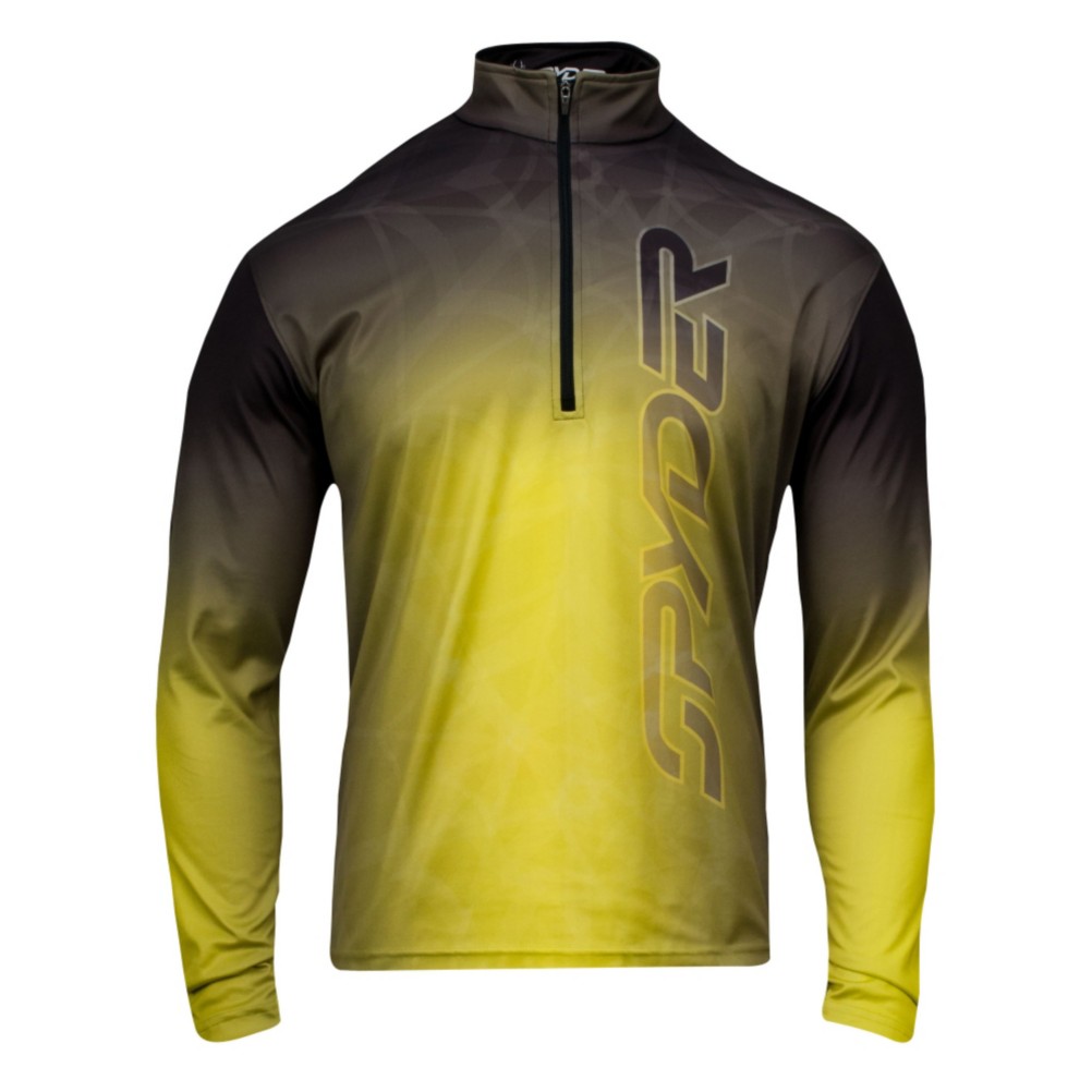 Spyder Gradient Web Dry W.E.B. T-Neck Mens Mid Layer, Sharp Lime-Black, swatch