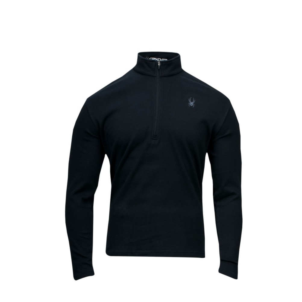 Spyder Circa Cotton T-Neck Mens Mid Layer, Black, medium