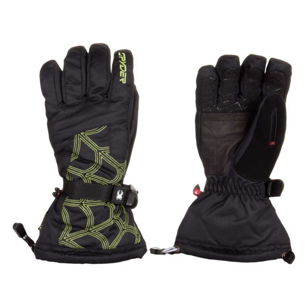 Spyder Overweb Gore-Tex Gloves, Black-Sharp Lime, swatch