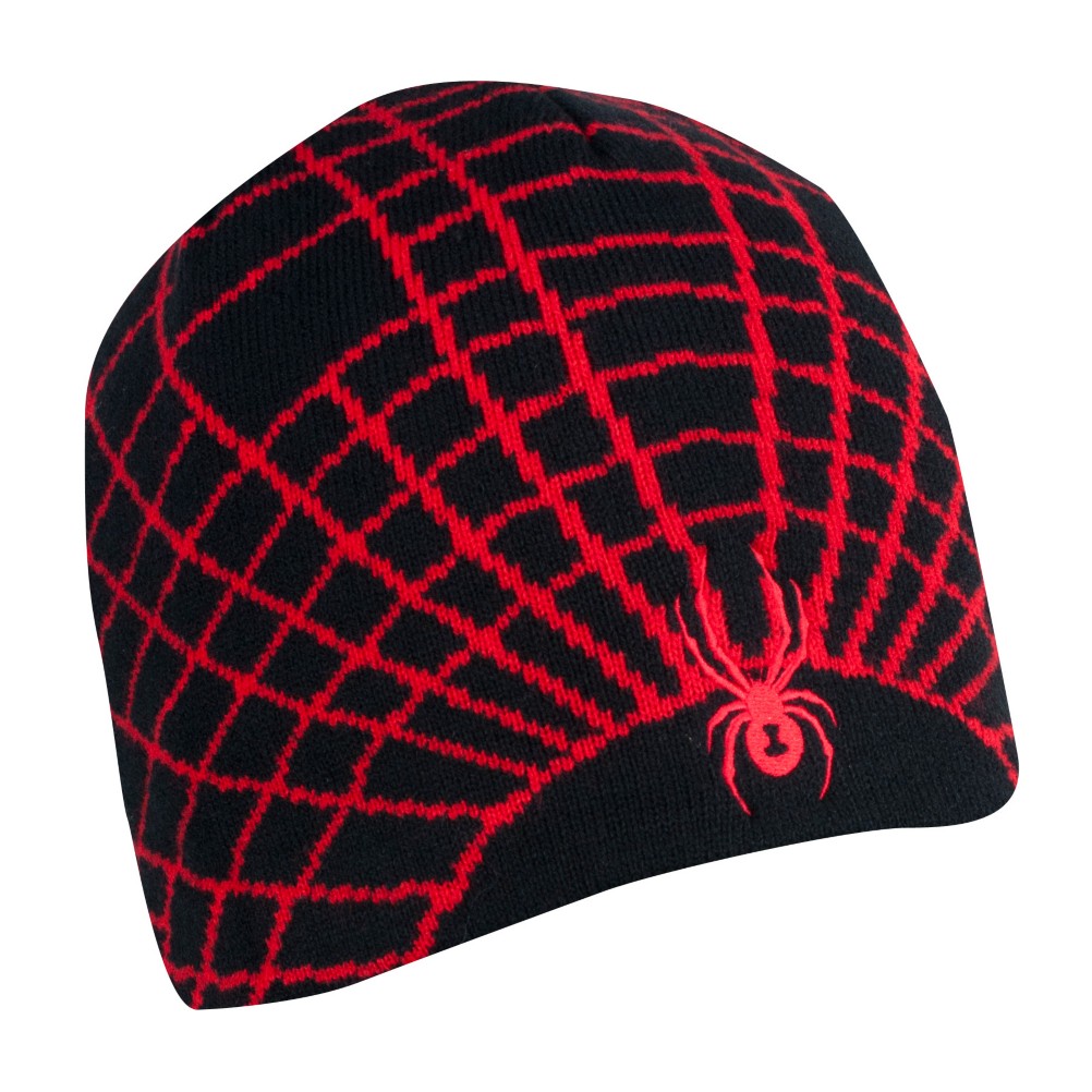 Spyder Web Ski Hat, Black-Red, swatch