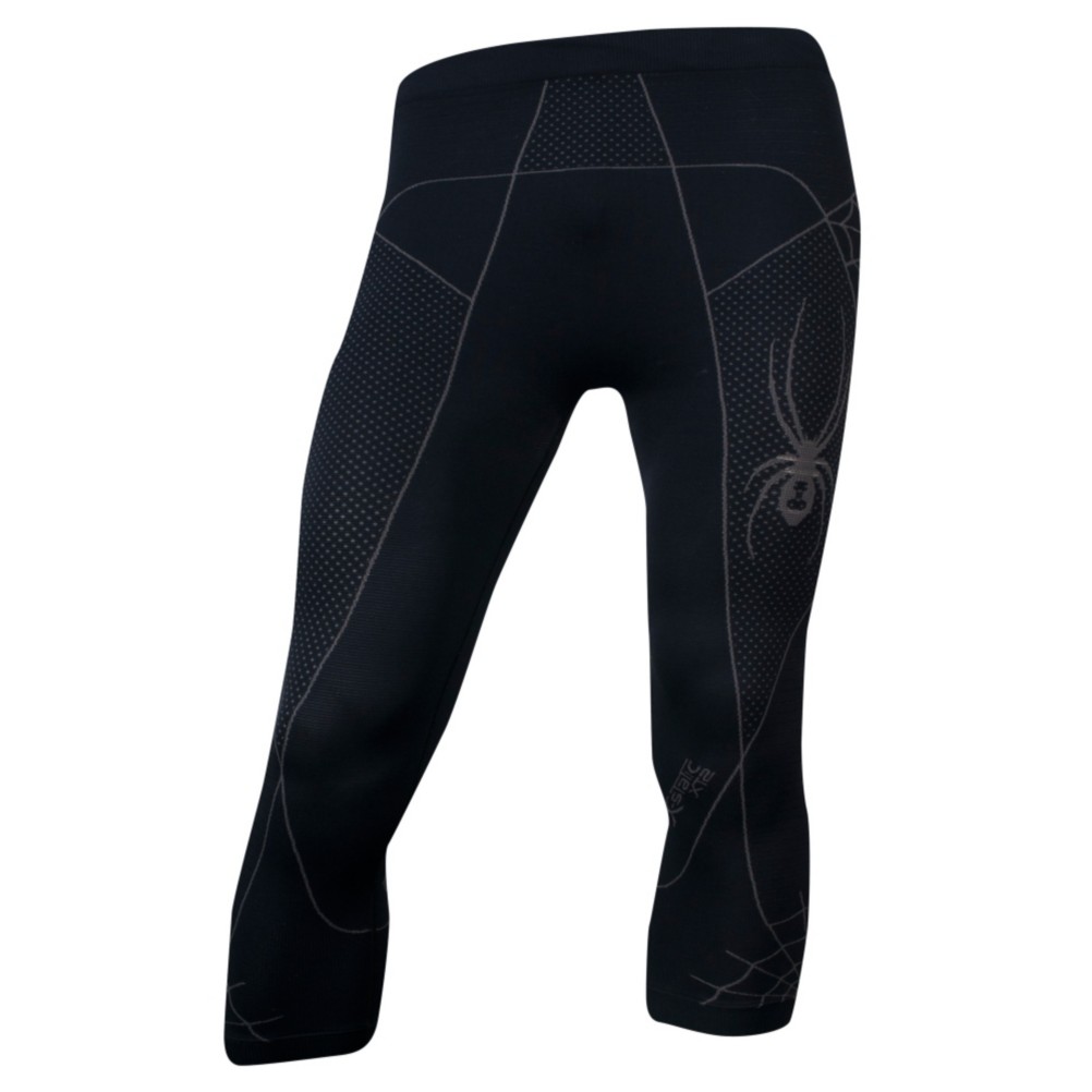 Spyder Scuba X-Static 3/4 Mens Long Underwear Pants, Black-Castlerock, medium