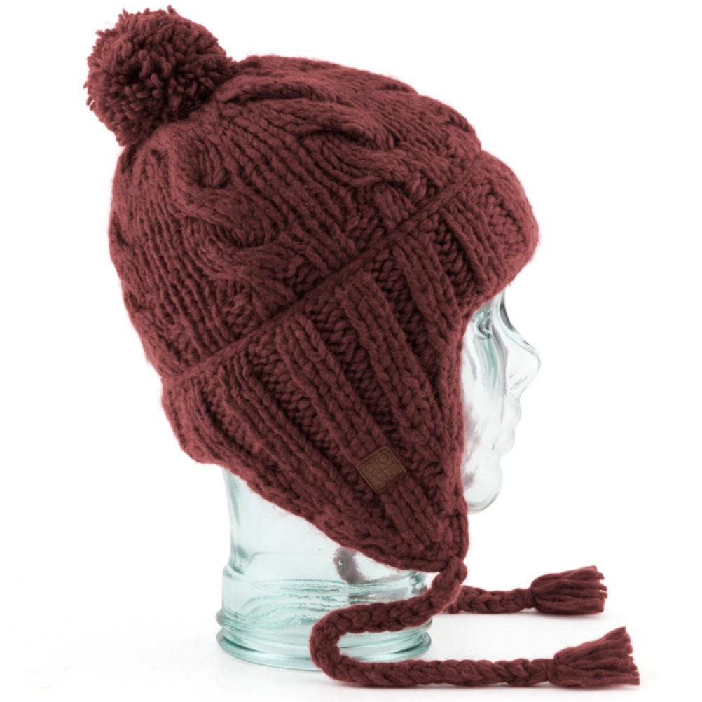 Coal Isles Flap Hat, Burgendy, swatch