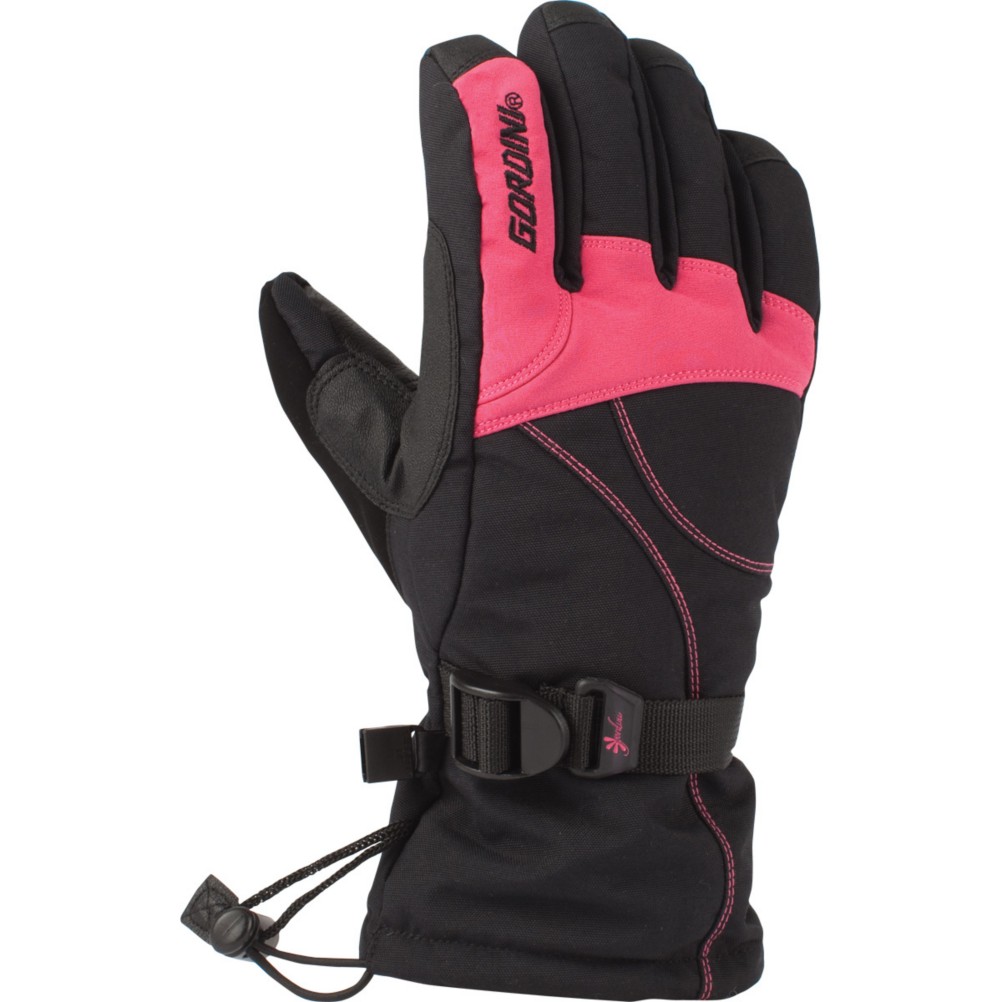 Gordini Aquabloc Down Gauntlet II Womens Gloves, Black-Honeysuckle, medium