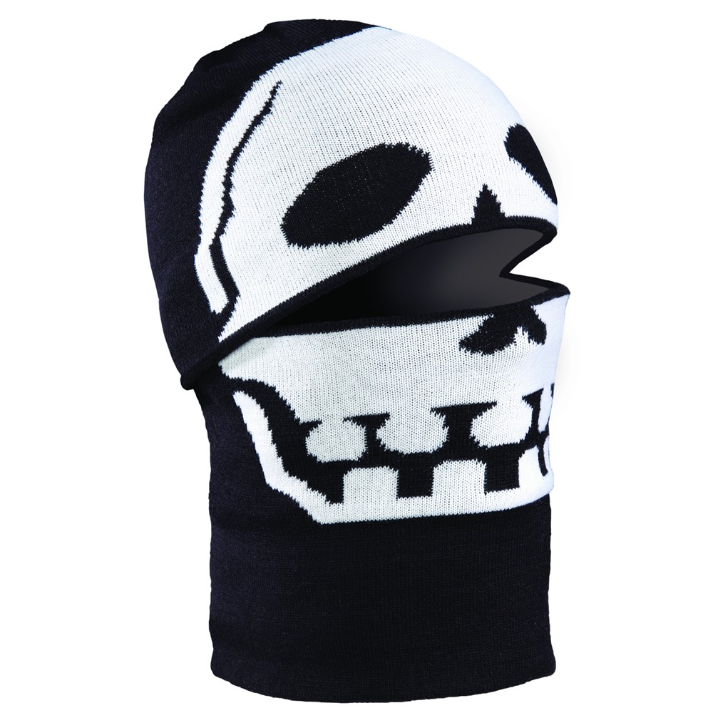 Seirus Headzo Kids Balaclava, Black-White-Skull, medium