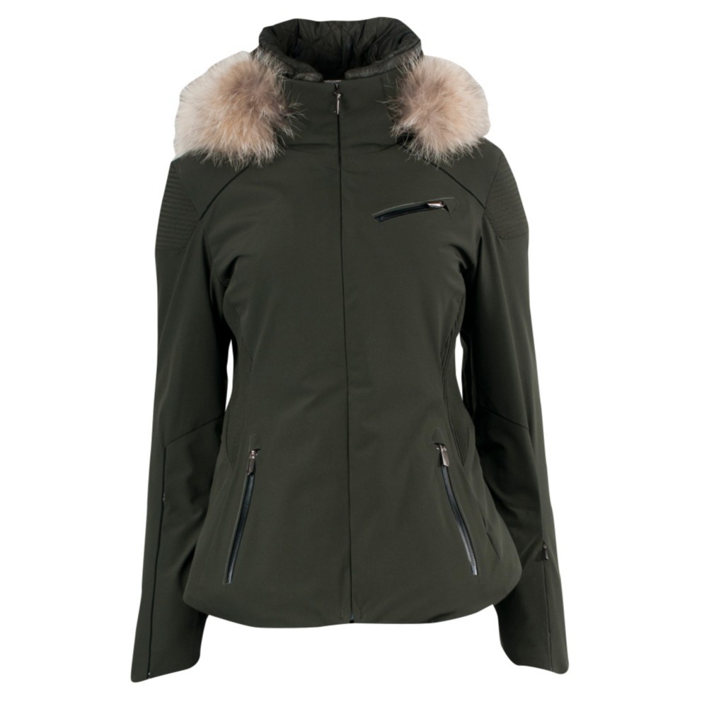 Spyder Posh Real Fur Womens Insulated Ski Jacket, Peat, medium