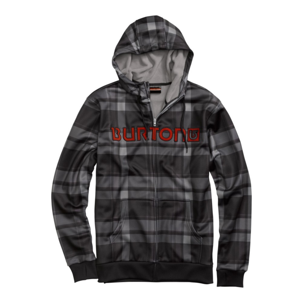 Burton Bonded Hoodie, True Black Riverside Plaid, swatch
