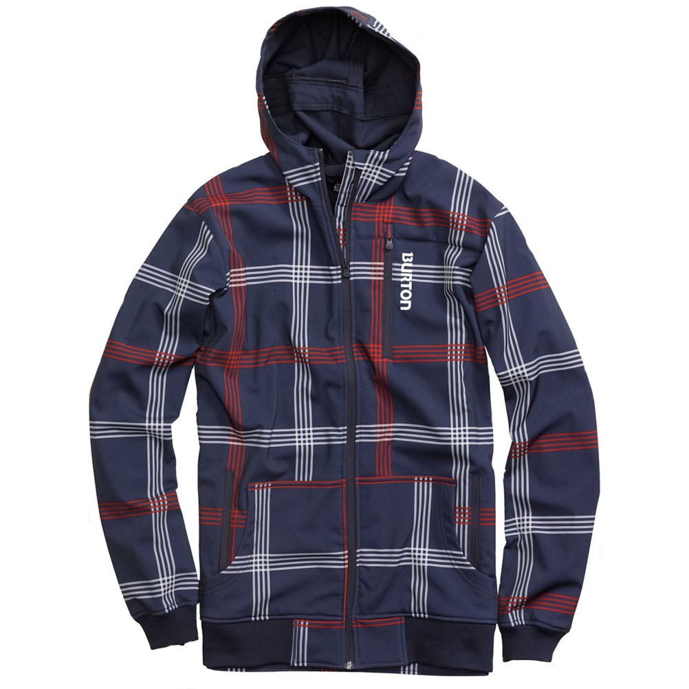 Burton Softshell Hoodie, Ballpoint Prospect Plaid, medium