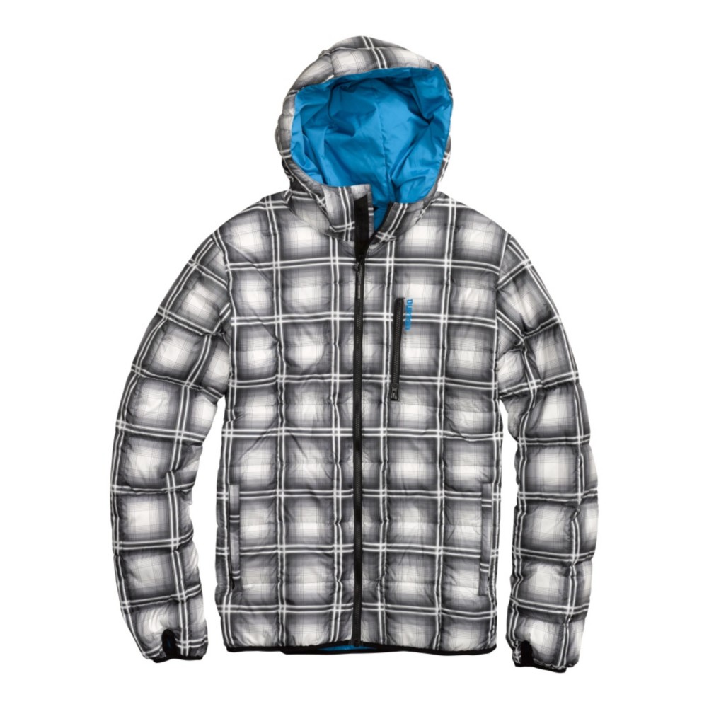 Burton Groton Down Mens Insulated Snowboard Jacket, True Black Ghost Plaid, swatch