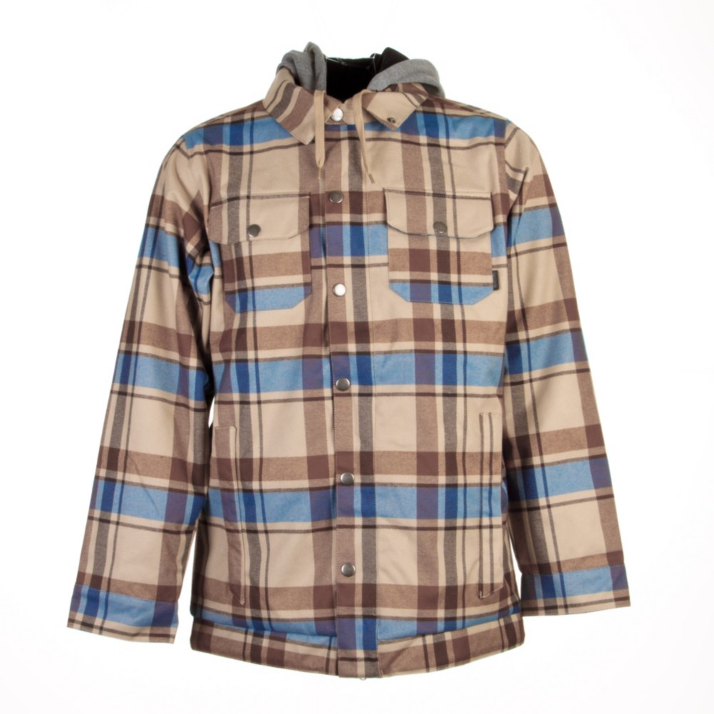 Burton Hackett Mens Insulated Snowboard Jacket, Burlap Riverside Plaid, swatch
