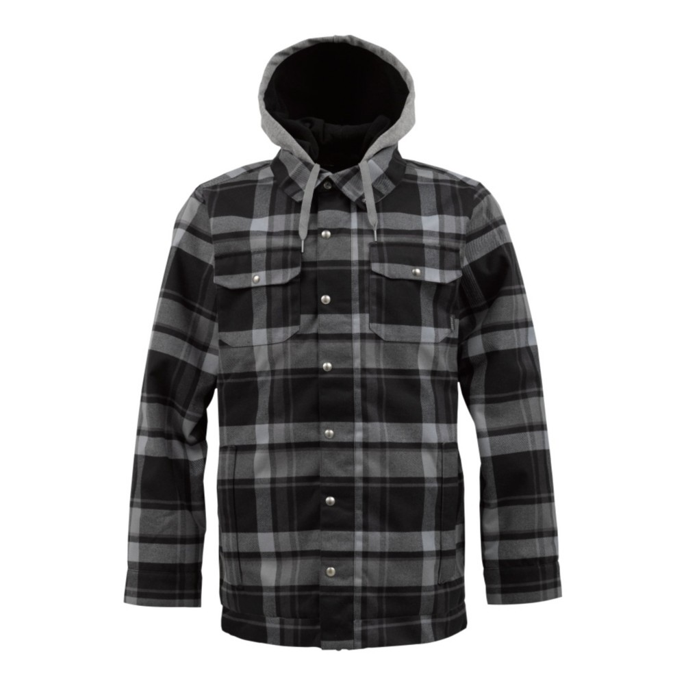 Burton Hackett Mens Insulated Snowboard Jacket, True Black Riverside Plaid, swatch