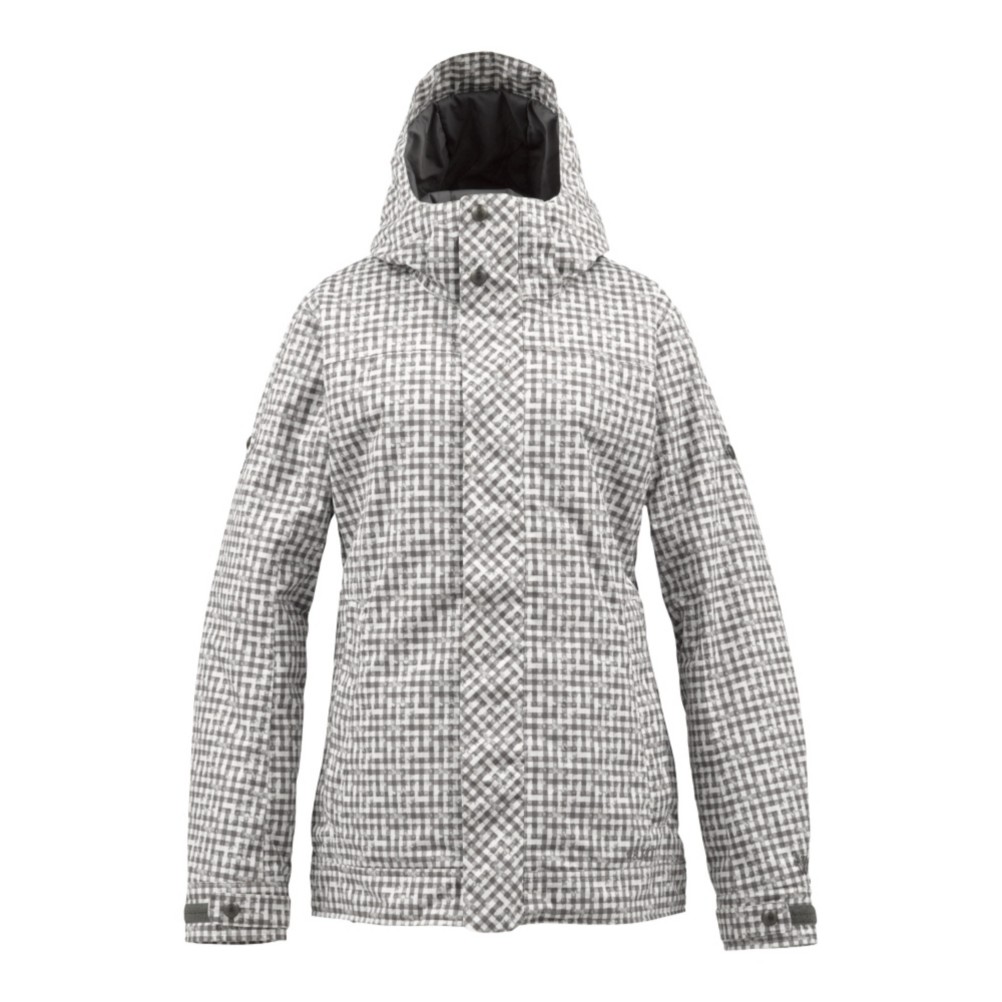 Burton TWC Fulltime Flirt Womens Insulated Snowboard Jacket, Bright White Distressed Gingham, medium