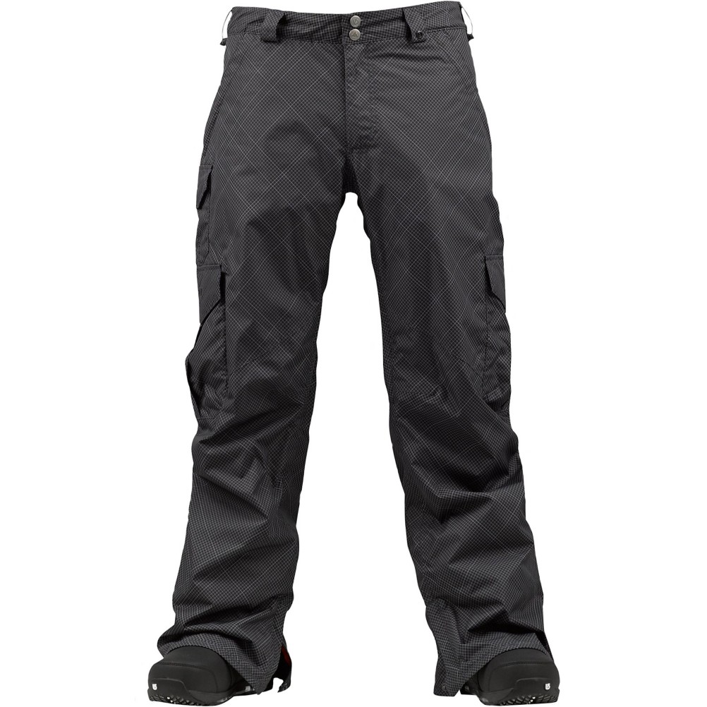 Burton Cargo Mens Snowboard Pants, True Black Isometric Plaid, swatch