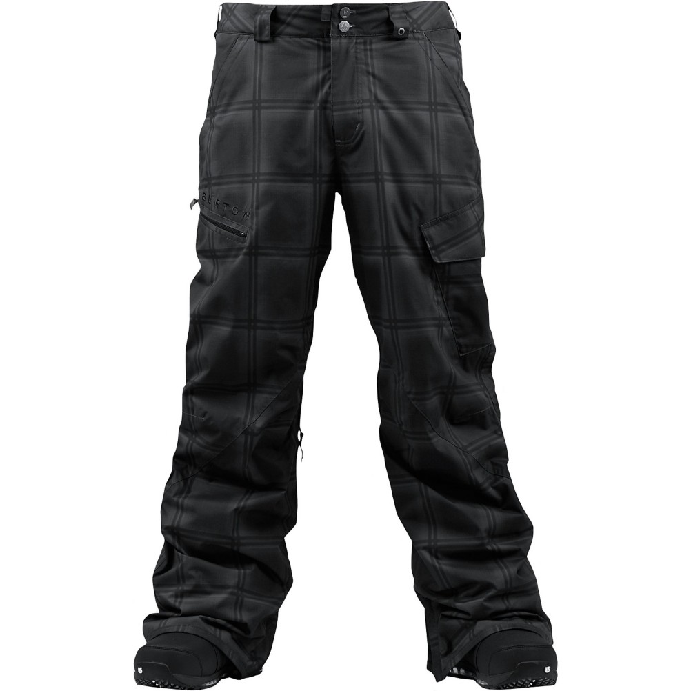 Burton Poacher Mens Snowboard Pants, True Black Ghost Plaid, swatch